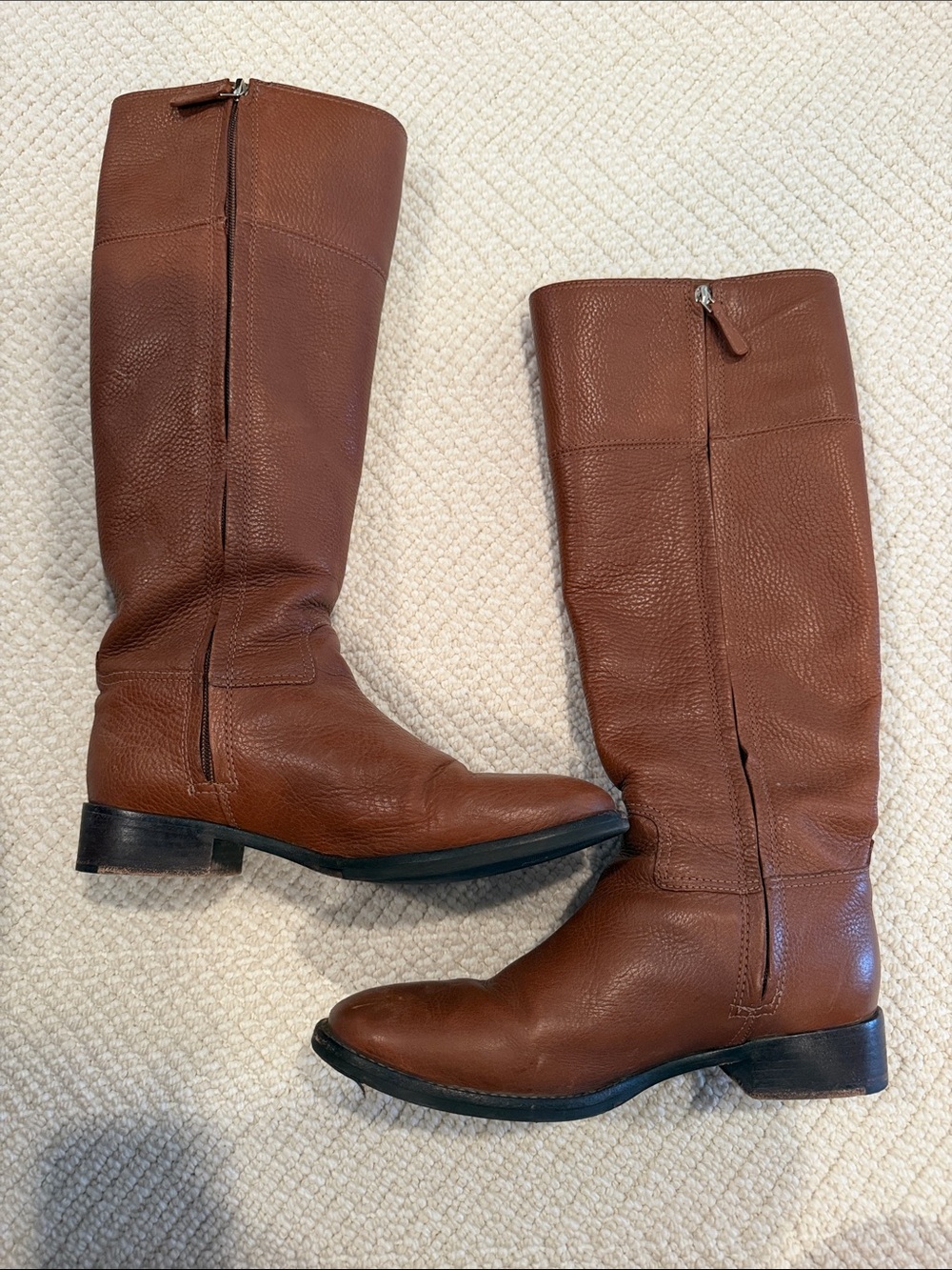 Tory Burch Brown Leather Riding Boots with Silver Logo - Picture 2 of 5